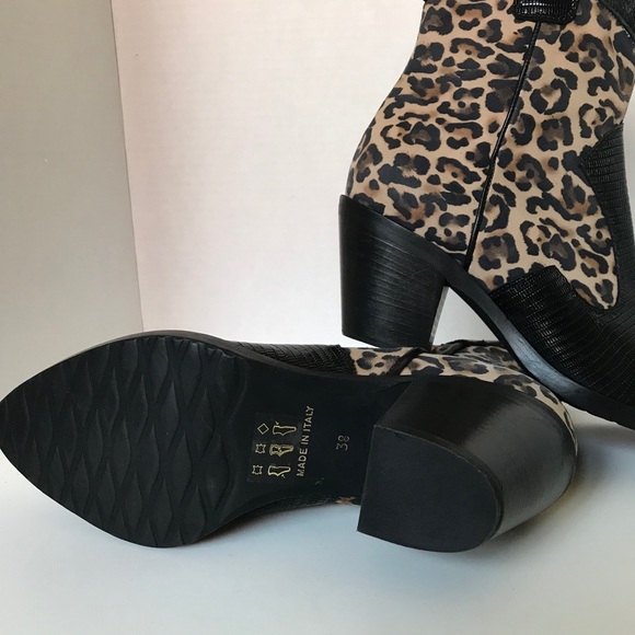 New Alberto Zago Western Boots Black Leopard Boots - Picture 6 of 8